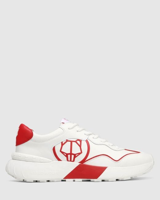Naked Wolfe White Soft Leather Sneakers with Custom Logos