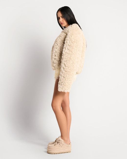 Naked Wolfe Natural Suede Shearling Slip-On Sneakers