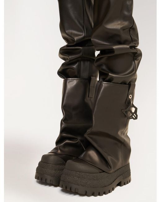 Naked Wolfe Black Asymmetric Toe Leather Chunky Boots
