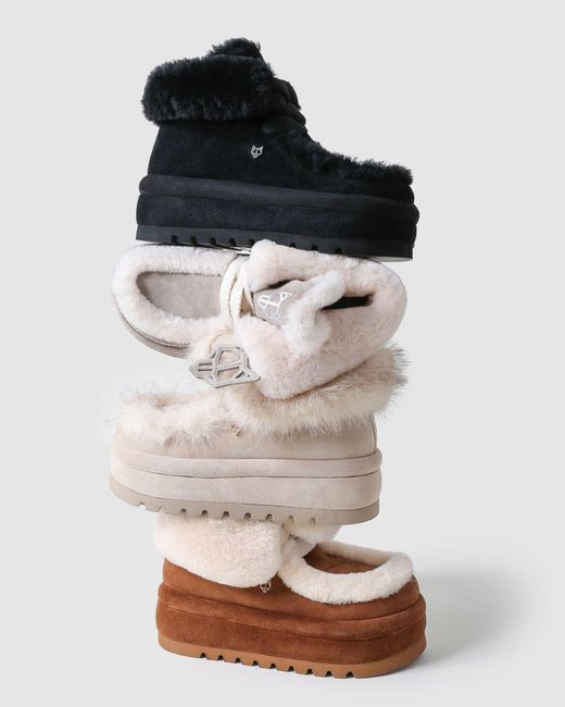 Naked Wolfe Brown Shearling-Lined Suede Lace-Up Boots