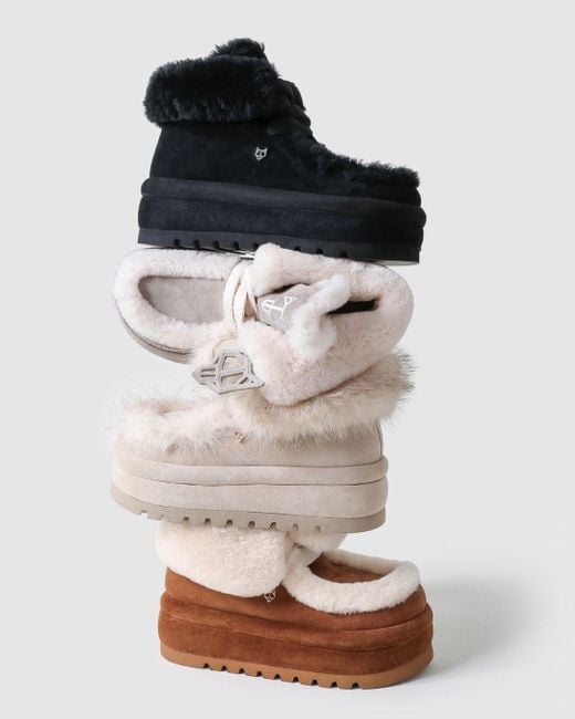 Naked Wolfe Black Bambi Suede/Shearling