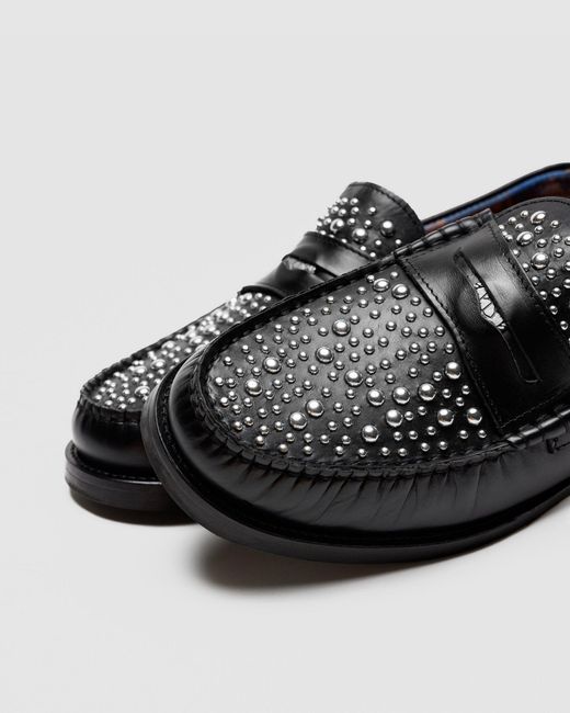 Naked Wolfe Black Portuguese Leather Studded Snuff Loafers