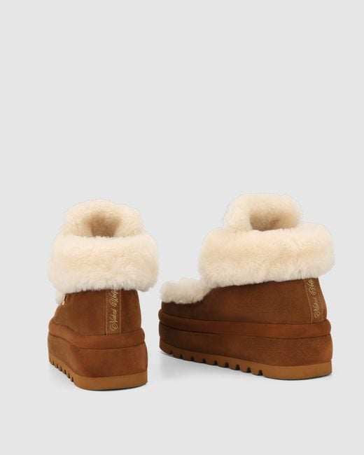 Naked Wolfe Brown Shearling-Lined Suede Lace-Up Boots
