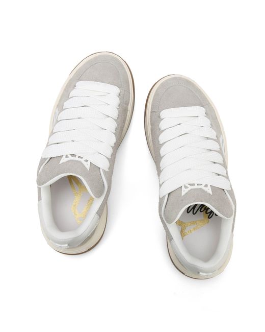 Naked Wolfe White Suede Skate Sneakers with Rubber Outsole