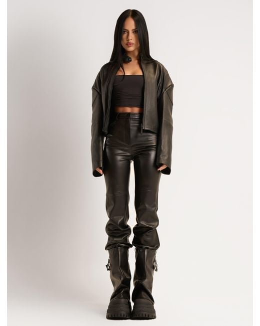 Naked Wolfe Black Asymmetric Toe Leather Chunky Boots