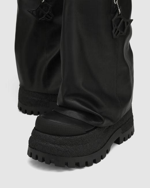 Naked Wolfe Black Asymmetric Toe Leather Chunky Boots
