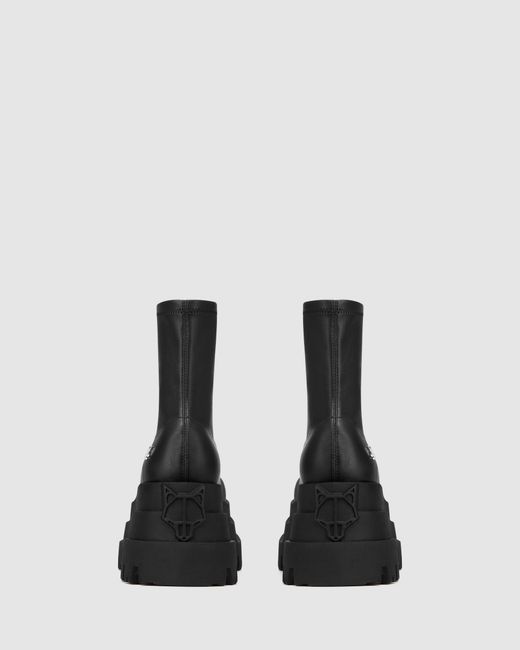 Naked Wolfe Black Sassy Faux-leather Tiered Platform Boots