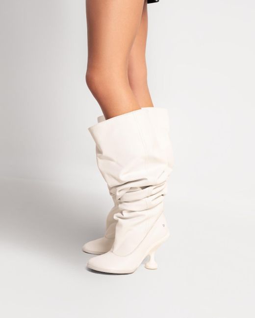 Naked Wolfe White Nappa Leather Pointed-Toe Boots