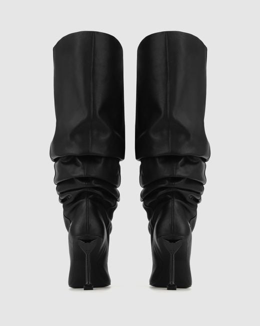 Naked Wolfe Black Pointed-Toe Leather Heeled Boots