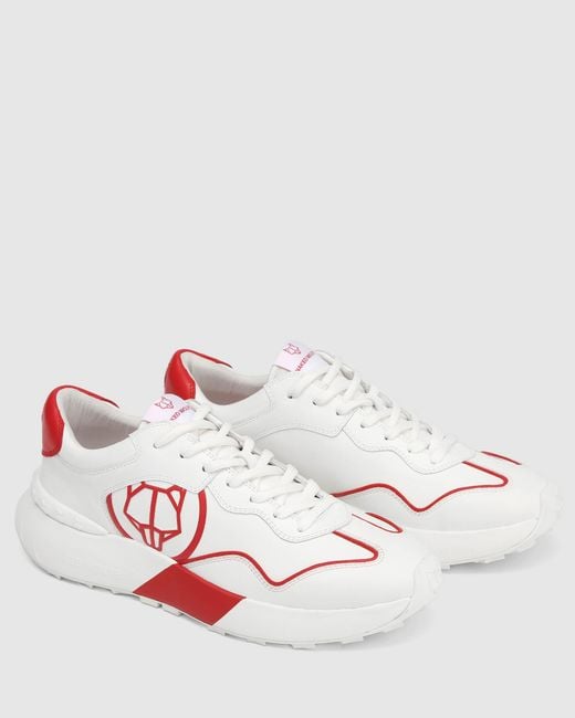 Naked Wolfe White Soft Leather Sneakers with Custom Logos