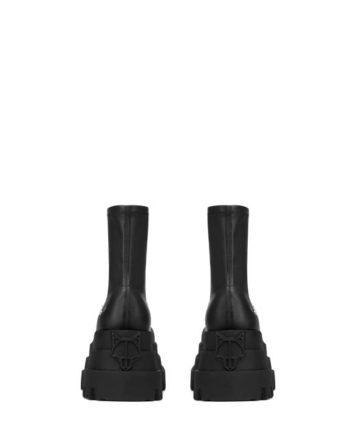 Naked Wolfe Black Sassy Faux-leather Tiered Platform Boots