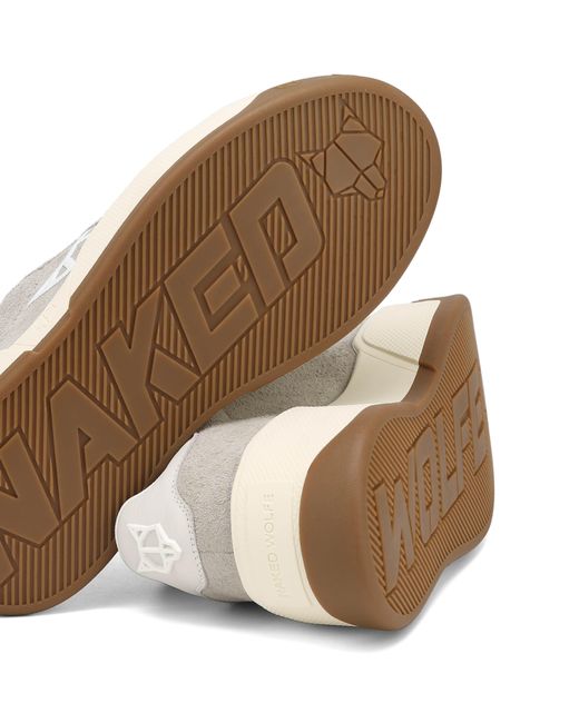 Naked Wolfe White Suede Skate Sneakers with Rubber Outsole