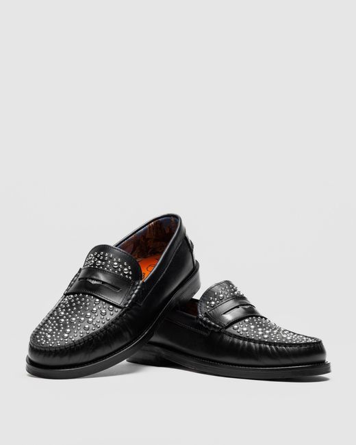 Naked Wolfe Black Portuguese Leather Studded Snuff Loafers