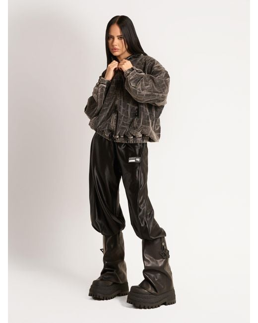 Naked Wolfe Black Asymmetric Toe Leather Chunky Boots