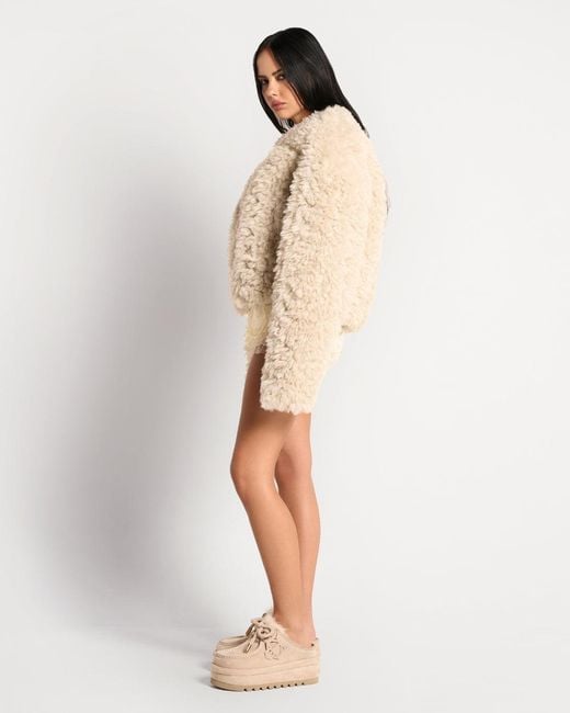 Naked Wolfe Natural Suede Shearling Slip-On Sneakers