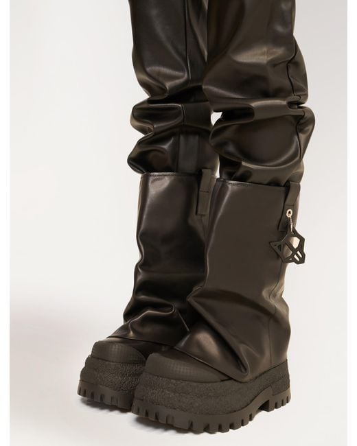 Naked Wolfe Black Asymmetric Toe Leather Chunky Boots