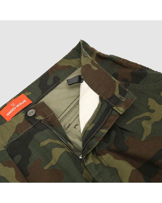 Naked Wolfe Green Baggy Pocket Cargo Pants Camo
