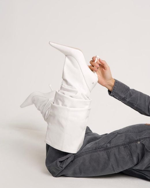 Naked Wolfe White Nappa Leather Pointed-Toe Scrunch Boots