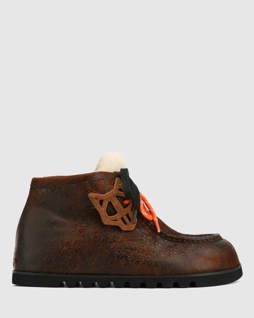Naked Wolfe Brown The Madness Boot Distress Leather