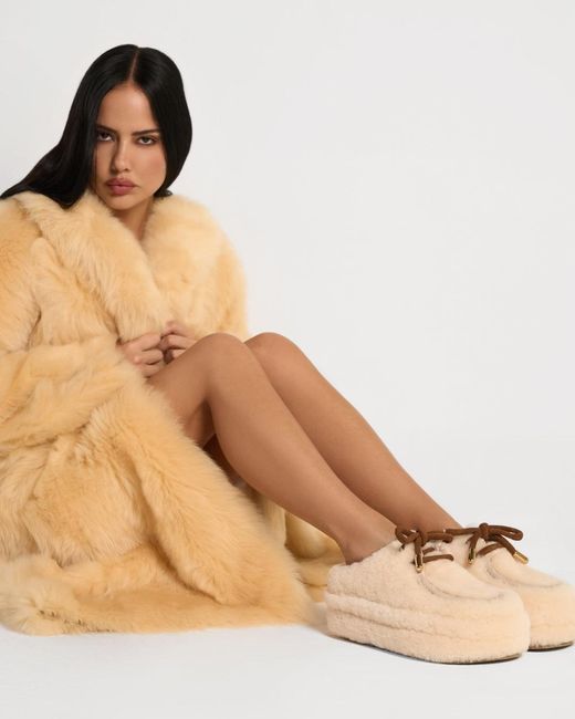 Naked Wolfe Natural Shearling Slip-On Shoes