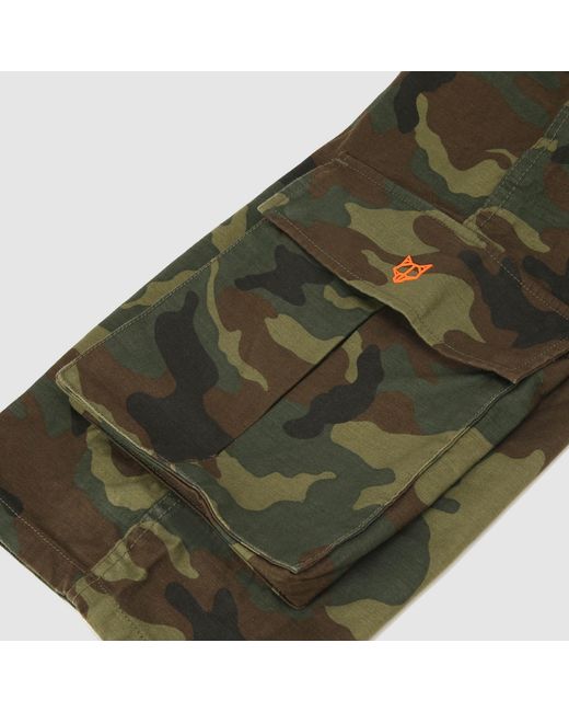 Naked Wolfe Green Baggy Pocket Cargo Pants Camo