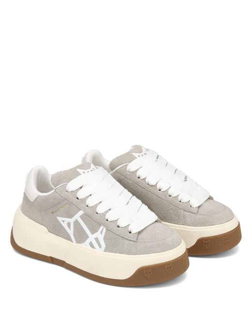 Naked Wolfe White Suede Skate Sneakers with Rubber Outsole