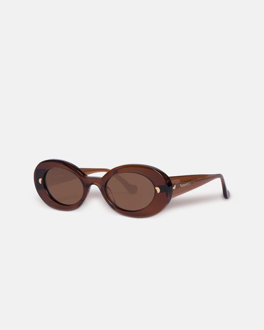 Nanushka Brown Bio-Plastic Oval Sunglasses