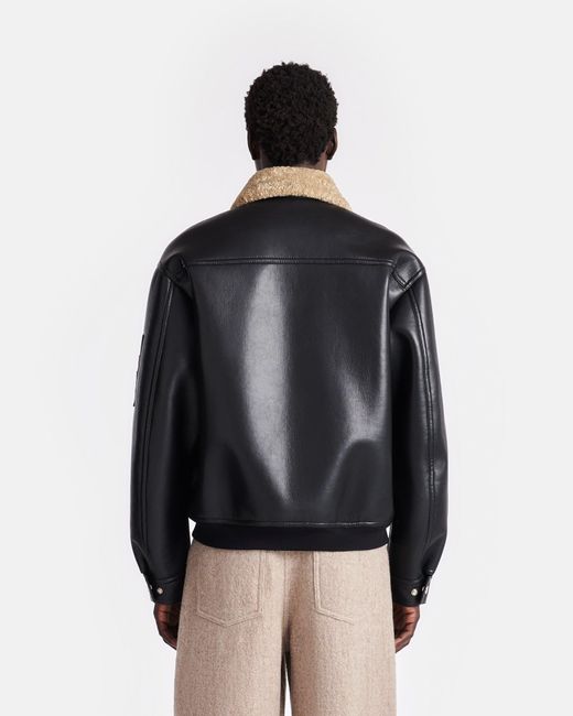 Nanushka Black Shearling Flight Jacket for men