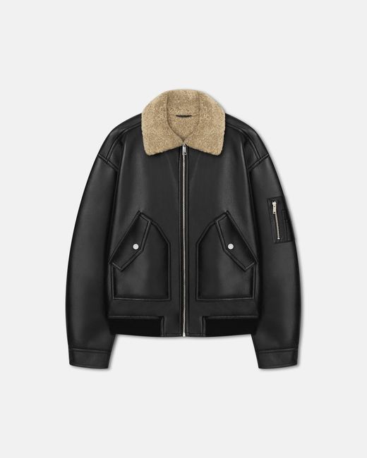 Nanushka Black Shearling Flight Jacket for men