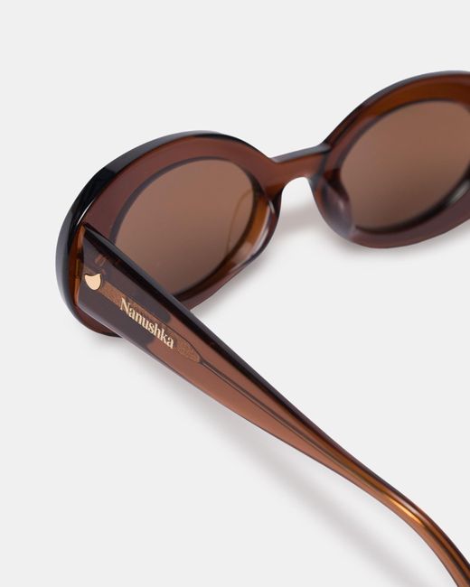 Nanushka Brown Bio-Plastic Oval Sunglasses