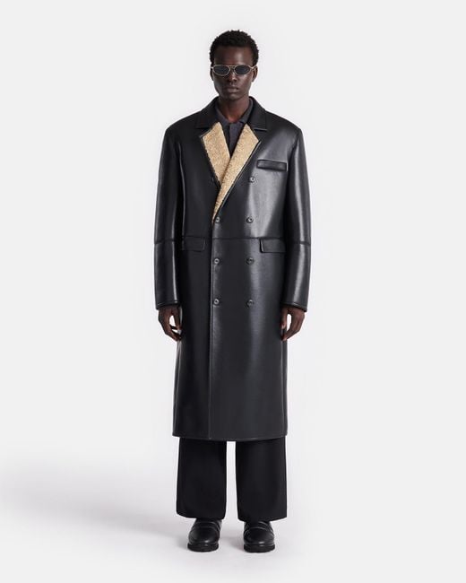 Nanushka Blue Bonded Shearling Double-Breasted Coat for men