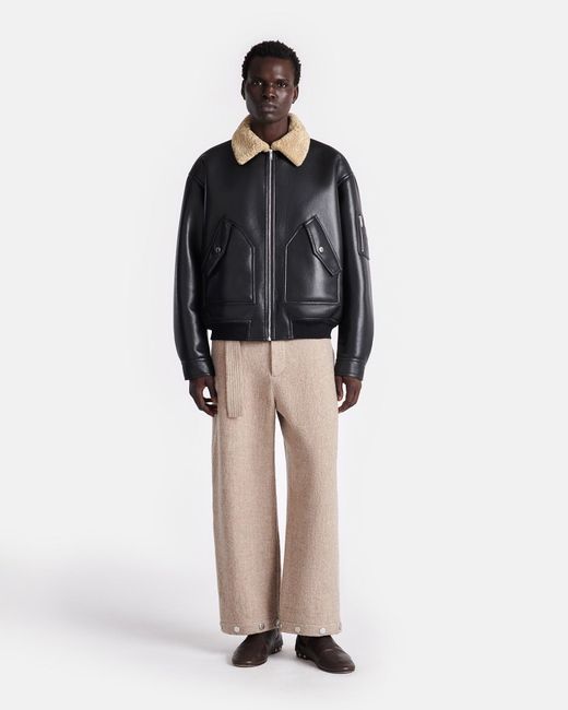 Nanushka Black Shearling Flight Jacket for men