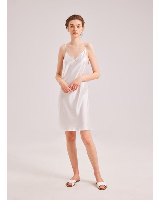 Nap White Loose-fit Strap Silk-satin Mini Dress