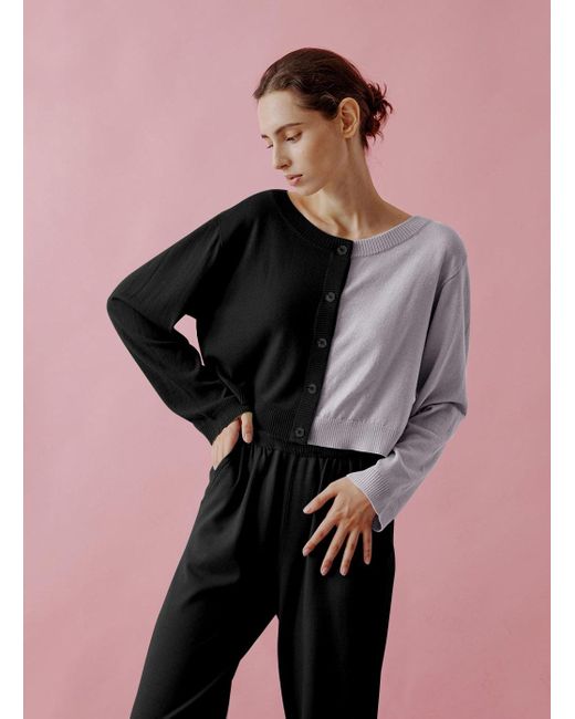 Nap Wool Two-tone Jersey Cardigan in 