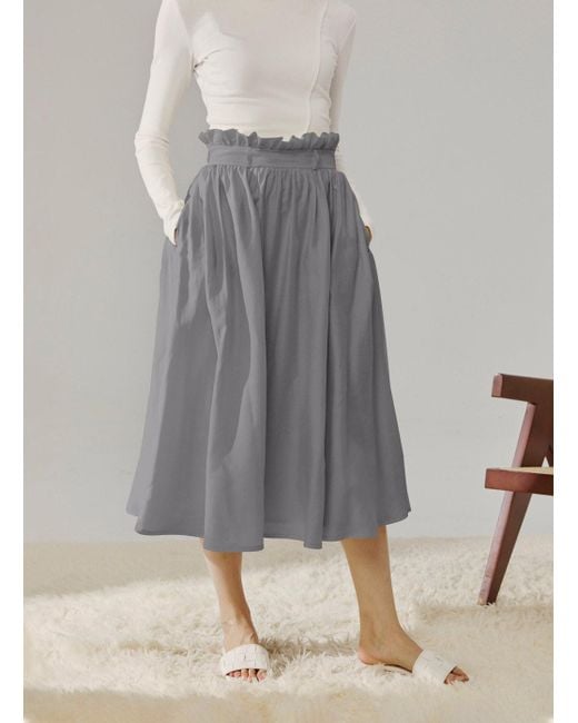 gathered midi skirt