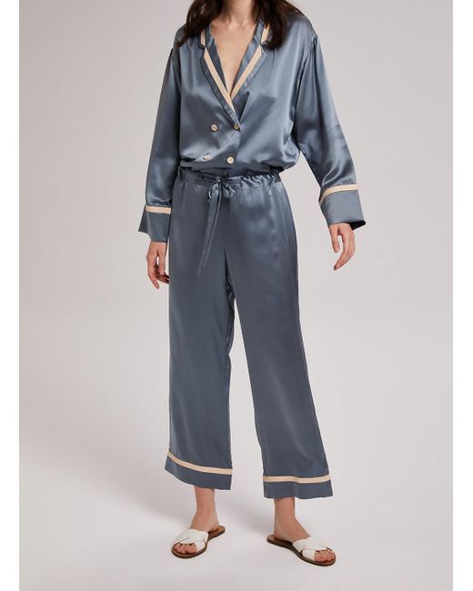 Nap Blue Modest Silk Satin Pajama Pants