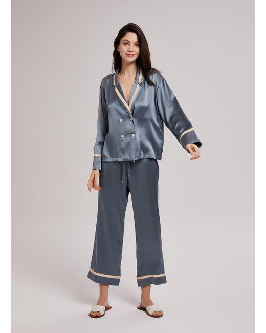 Nap Blue Vintage Silk Pajama Set