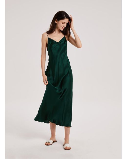 Nap Green Midi Slip Silk Dress