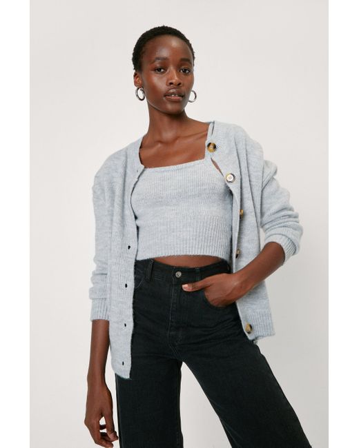 knitted cami and cardigan set