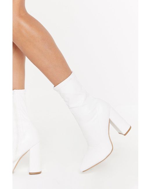 faux leather white booties