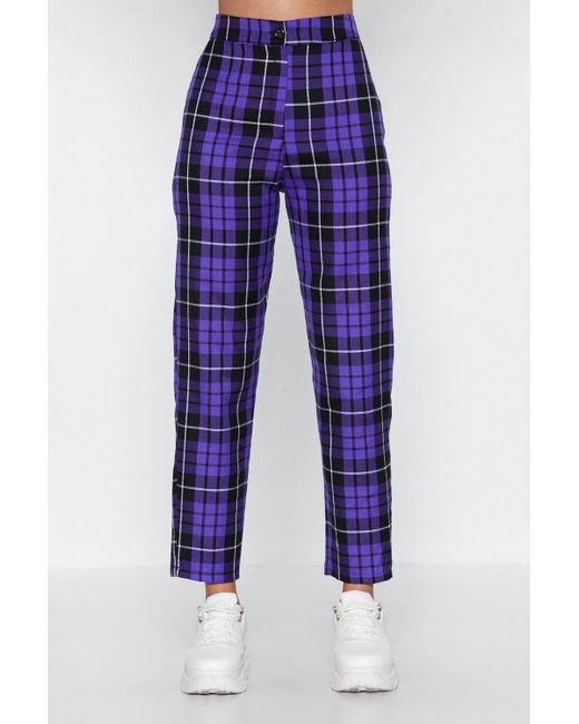 purple checkered pants