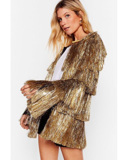 sequin fringe party jacket