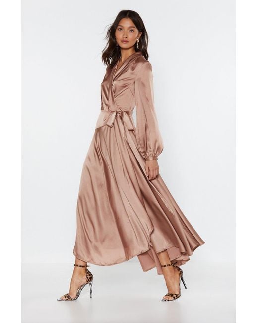 pink silk long sleeve dress