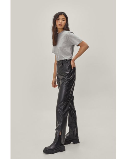 Nasty Gal Faux Leather Split Hem 