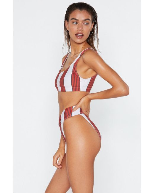 Nasty Gal Synthetic Striped High Leg Bikini Set - Lyst