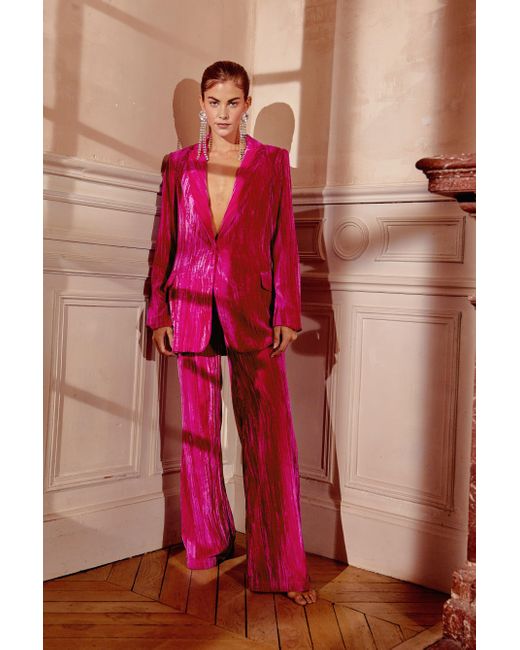 pink crushed velvet blazer