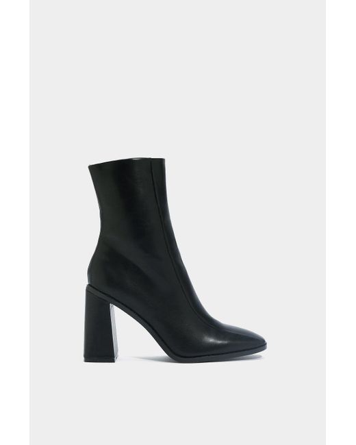 Nasty Gal Square Toe Heeled Sock Boot in Black - Lyst