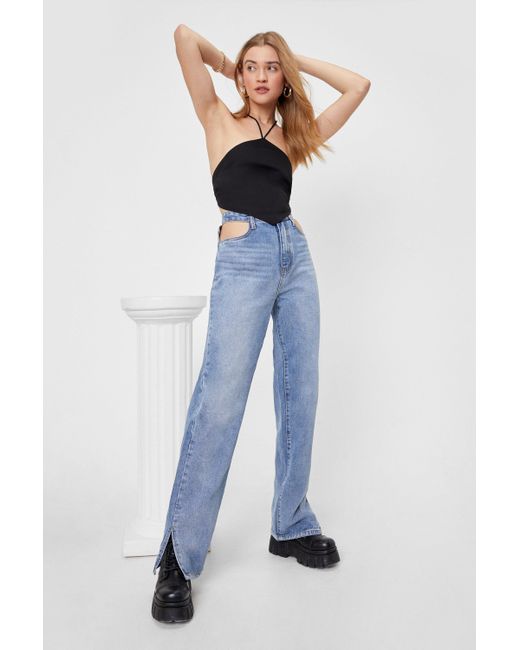 Nasty Gal Denim Out Of Pocket Slit Hem 