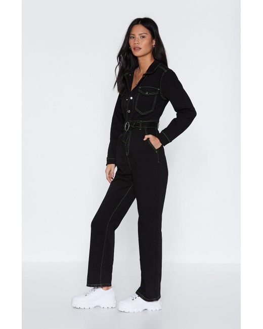 denim boiler suit black