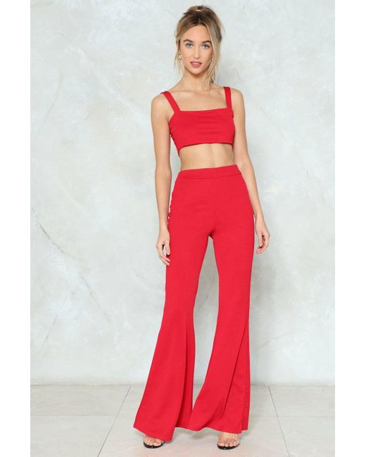 Crop Top And Flare Pants Set 